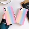 thumbnail image 3 of Compatible avec Étui pour iPhone, Étui Carré Coloré Scintillant Bling Arc-en-Ciel en Silicone Souple, Housse Protectrice Antichoc, Design Iridescent Mode pour Filles Femmes (iPhone 11, Rose), 3 of 7