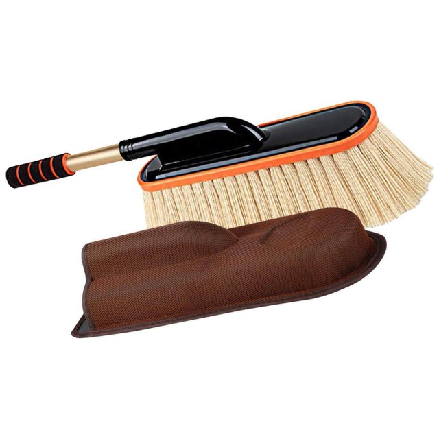 facefd Car Duster Brush Extendable Handle Handle Motorcycle Automotive Soft Adjustable for Automotive Truck Beige with Box