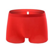 Ketyyh-chn99 Men's Thong Bikini Underwear G-String Briefs Underwear Men's Underpants Pure Color Breathable Patchwork Ice-silk Underwear for M,Red