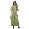 thumbnail image 3 of Moomaya Printed High Low Crop Top Kurti Palazzo Set Ethnic Indian Clothing Set For Womens, 3 of 8