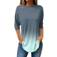 thumbnail image 2 of Pxiakgy Vente Chaude!! T-Shirts à Manches Longues Col Rond pour Femmes Printemps Automne Teinture sur Nœuds Hauts Amples Tunique Décontractée Blouse Col Printemps Tunique Imprimée Décontractée T-Shirts Trois Quarts Hauts pour Femmes Vert 3TG, 2 of 5