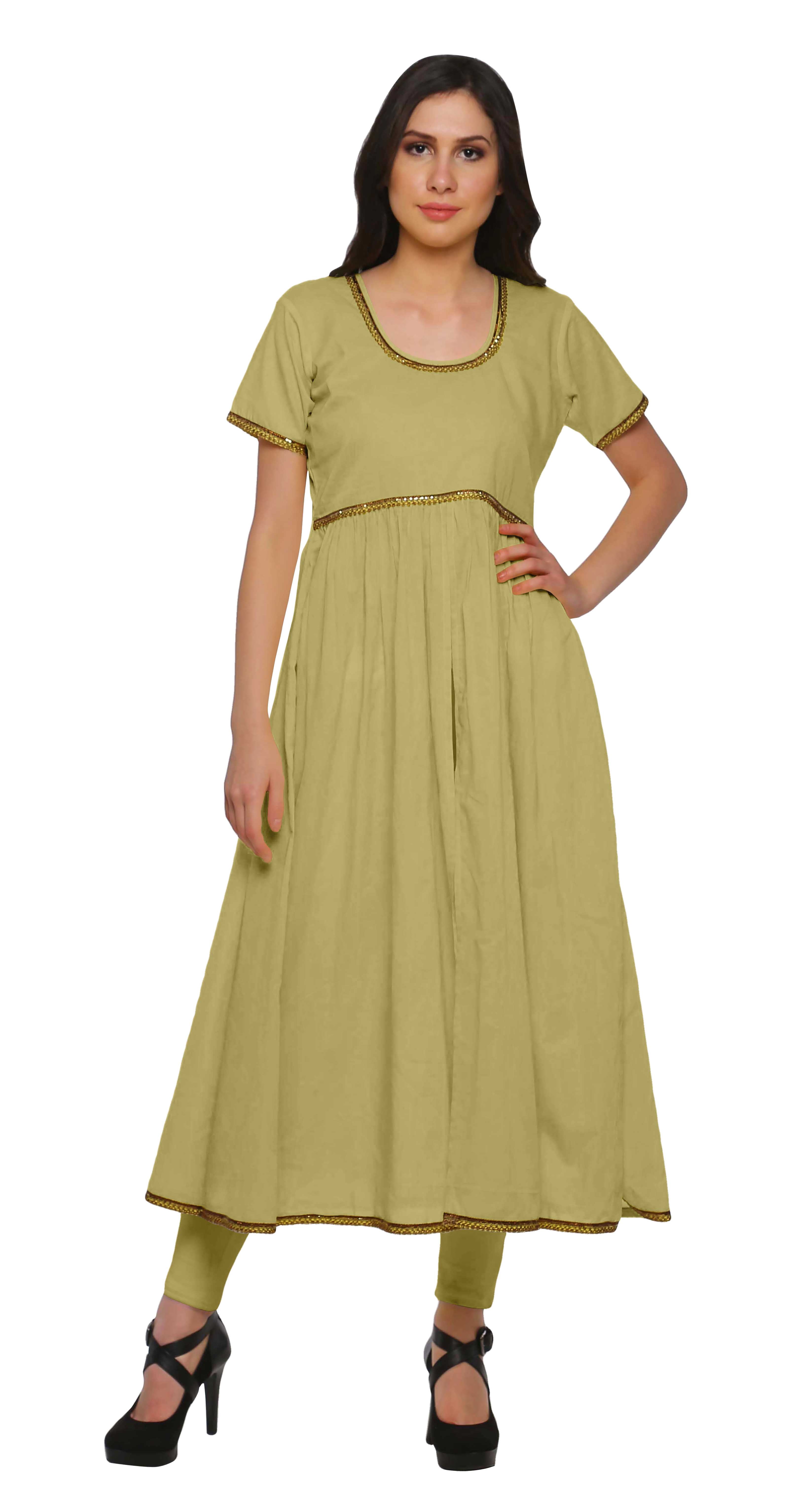 Moomaya Indian Women Cotton Front Slit Kurtis Solid Bollywood Designer Kurti