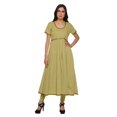 thumbnail image 1 of Moomaya Robe en Coton pour Femmes Décontractée d'Été à Fente avant Unie à Manches Courtes Kurta, 1 of 6