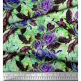 thumbnail image 2 of Soimoi polyester Crepe Fabric Leaves & Rose Flower Decor Fabric Printed Yard 52 Inch Wide, 2 of 3
