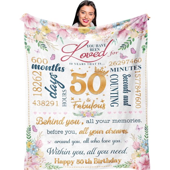 XZYG 50th Birthday Gifts for Women 50 Year Old Gifts for Women 50th Birthday Gift Ideas 50 Birthday Gift for Women Fifty Gifts Gift for 50 Year Old Woman Happy 50th Birthday Blanket(50*60inch)