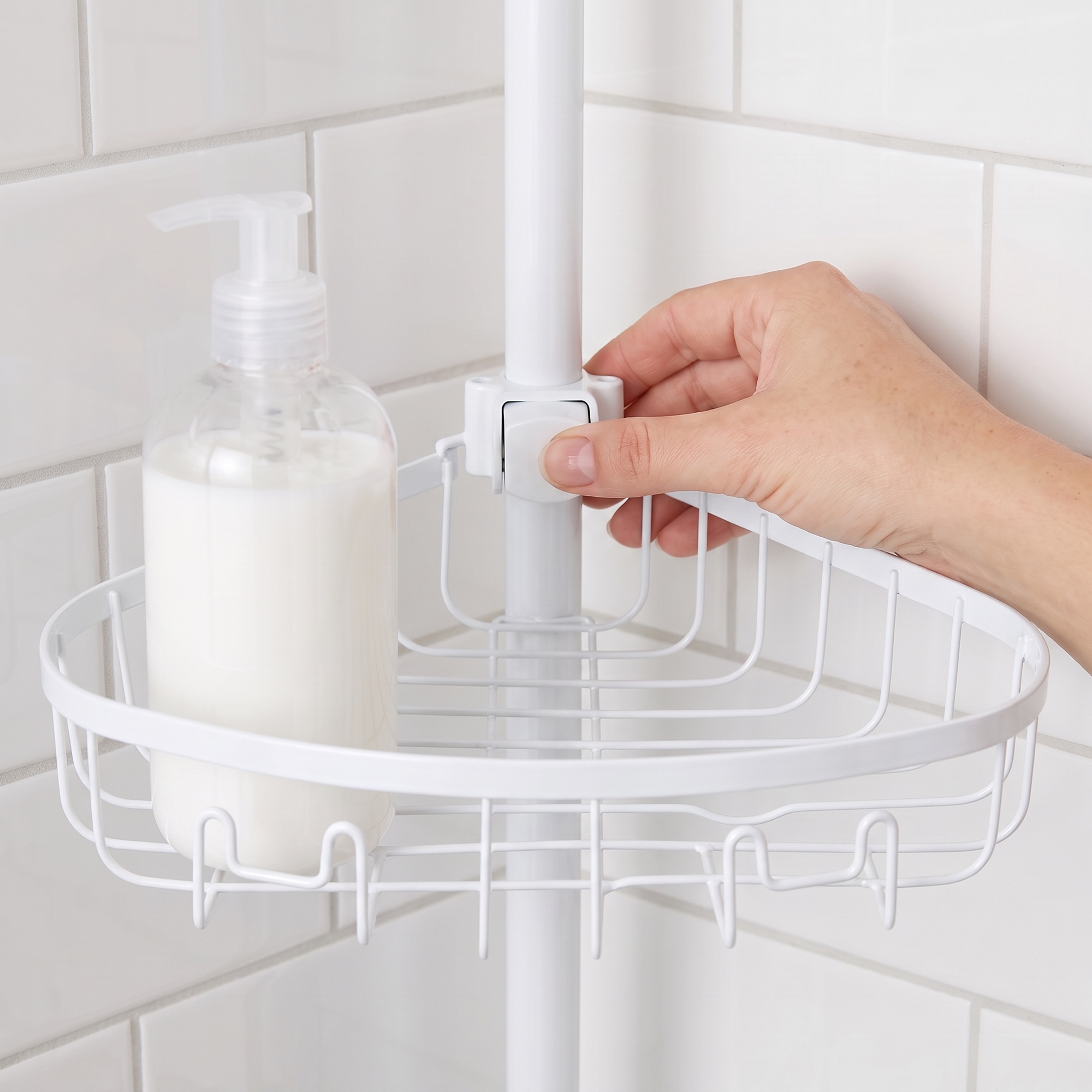Era Neil Pole Shower Caddy White, 11.69 x 96in