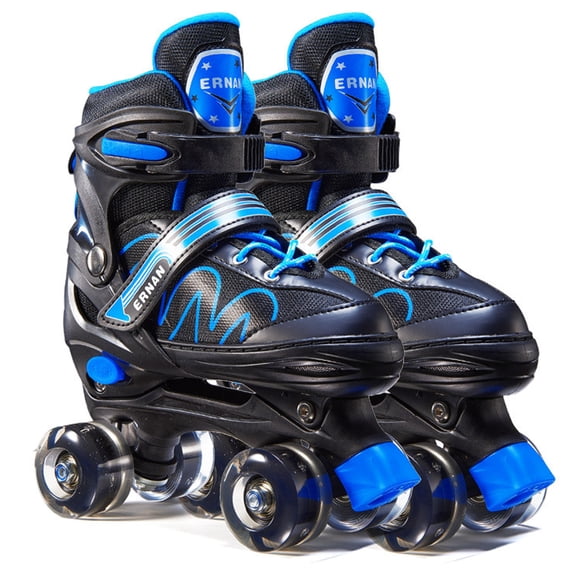 Patins à Roulettes pour Enfants, 4 Tailles Ajustables, Patins à Roulettes avec Roues Lumineuses pour Filles Garçons, Patins à Roulettes Intérieur Extérieur, Cadeau d'Anniversaire Parfait pour Enfants, Bleu