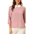 thumbnail image 1 of INSPIRE CHIC Blouse à Col Peter Pan Contrastant pour Femmes, Rentrée Scolaire, Manches 3/4, Chemises, m Rose Foncé, 1 of 7