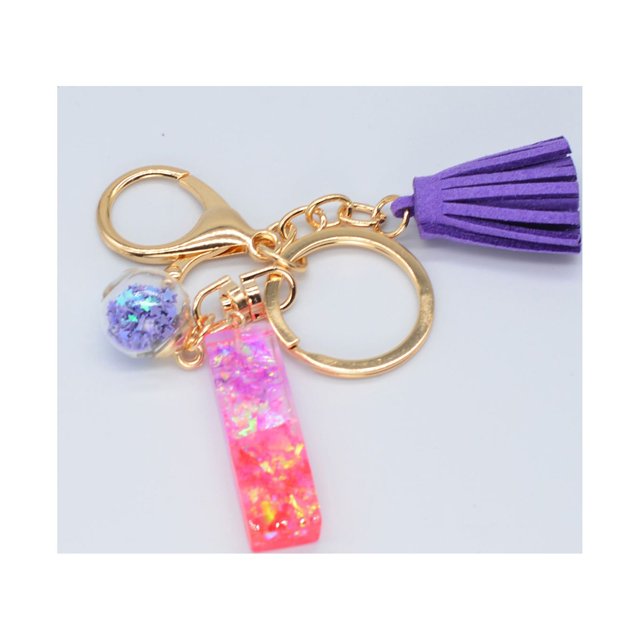 Resin Glittering Letter Keychain, Color Stitching Stitching Flowing Soverell, Purple Drop Glue English Character Key Chain Christmas Party Table Decorations Centerpieces Clear Acrylic Beads Bulk Stain