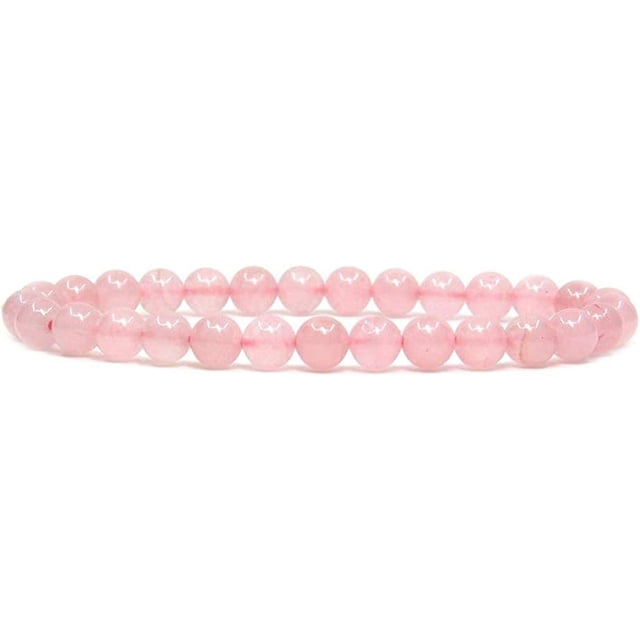 Natural Rose Crystal Gemstone 6mm Round Beads Stretch Bracelet 7" Unisex