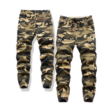 AJZIOJIRO 6-15Y Kids Boys Camo Joggers Juniors Pull Rope Cargopants Spring Summer Outdoor Sweatpants