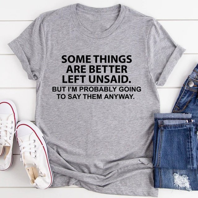 SMihono Hauts pour Femmes Été Chic Décontracté Femmes Certaines Choses Sont Mieux Non Dites T-shirt Chandail à Manches Courtes Hauts T-shirt Oversize pour Femmes