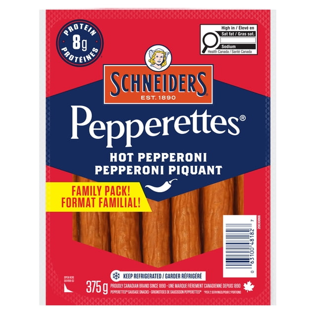 Schneiders Pepperettes® Sausage Sticks, Hot Pepperoni, 375 g