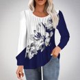 thumbnail image 2 of HKEJIAOI Tunique à Manches Longues Bouffantes pour Femmes Blouses Florales Plissées Décontractées Col Rond T-Shirts Mode Automne 2024 2TG, 2 of 5
