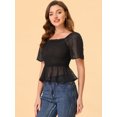 thumbnail image 2 of INSPIRE CHIC Blouse Courte à Manches Courtes Évasées à Encolure Carrée, à Volants, à Basque, Smockée pour Femme, 2 of 5