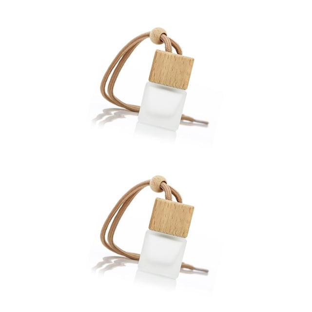 Decodeary Désodorisant Suspendu pour Voiture, Pendentif de Parfum, Bouteille Vide Claire, Diffuseur en Verre Transparent, Fournitures d'Intérieur 2,5x5 cm 2 Ensembles