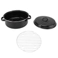 thumbnail image 2 of Nimomo Poêle à Rôtir Durable pour Four, Poêles de Cuisson Noires à Fini Moucheté, Casserole BBQ Antiadhésive pour la Maison, Rôtissoire avec Couvercle pour Patates Douces Rôties et Châtaignes (26 cm), 2 of 7