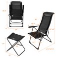 thumbnail image 2 of Gymax 4PCS Folding Patio Recliner Chair & Ottoman Set w/ Adjustable Backrest Black, 2 of 6