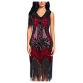 thumbnail image 1 of EGNMCR Robes de Soirée pour Femmes, Robes Formelles pour Femmes, Robe à Col Rond Sans Manches à Paillettes avec Franges et Pompons pour le Printemps et l'Été pour Femmes, Robe de Fête, Banquet, Danse, Robe Courte, Robe pour Femmes, 1 of 7