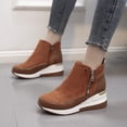 thumbnail image 2 of CEHVOM Bottines Courtes à Plateforme Décontractées à Talons Compensés Zippées pour Femmes Grande Taille, 2 of 6