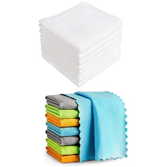 Tian Qi Microfiber Glass Cleaning Cloths-8PK, 16"x16" Premium Microfiber Glass and Window Cleaner, Lint Free Quickly Clean Windows, Glasses, Windshields, Mirrors, Stainless Steel