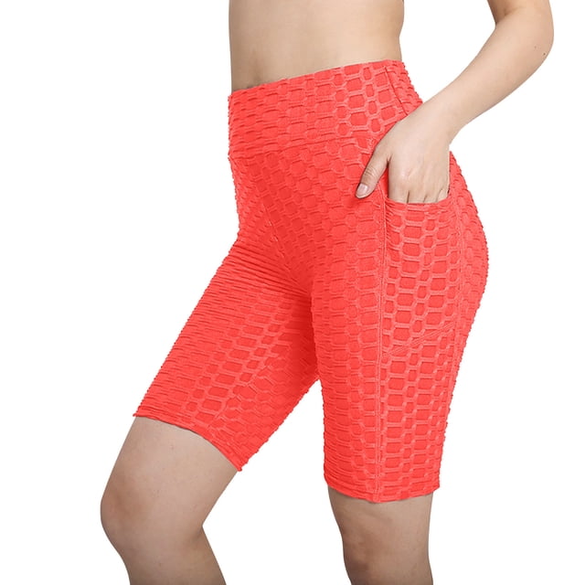 KIHOUT Women's High Waist Workout Shorts Butt Lifting Tummy Control Ruched Booty Running Yoga Shorts with Pockets