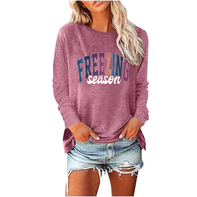 Birdeem Women's Round- Neck Christmas Printing Recreational Long Sleeve Tops