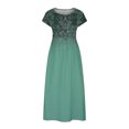 thumbnail image 4 of Meichang Robes en Lin pour Femmes 2024 Rétro à Imprimé Floral Coupe Ample Robes Midi Manches Courtes Col Rond Robes d'Été Décontractées Évasées Légères Confortables Longues Robes de Travail Vert Menthe TTTG, 4 of 5
