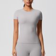 thumbnail image 2 of Yuyuzo Womens Workout Tops Short Sleeve Yoga Running Cropped Basic Tees Crewneck Athletic Tight T Shirts, 2 of 6