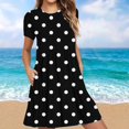 thumbnail image 2 of Weiqiqre Robes pour Femmes Été Décontractées à Manches Courtes Col Ras du Cou Robes T-Shirt Amples Évasées Mini avec Poches, 2 of 5