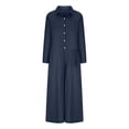thumbnail image 4 of RKSTN Jumpsuits for Women Summer Casual Solid Color Cotton Linen Long Playsuit Zipper Short Sleeve Rompers, 4 of 6