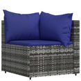thumbnail image 2 of vidaXL 3 Piece Garden Lounge Set with Cushions Grey Poly Rattan, 2 of 5