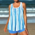 thumbnail image 1 of UPPADA Womens Plus Size Two Piece Tankini Swimsuits Twist Front High Waist V Neck Swimwear Floral Tummy Control Modest Bathing Suits with Bottom Womens Tankini Tummy Control Light Blue,2xl, 1 of 6