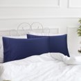 thumbnail image 2 of PiccoCasa Ensemble de 2 Taies d'Oreiller, Coton Doux avec Rabat Bleu Marine Standard, 2 of 7