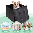 thumbnail image 4 of YOYTOO 15" Folding Storage Ottoman Cube Footstool Ottoman Bench with Storage, Faux Leather, Black, 4 of 7