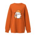 thumbnail image 3 of Pisexur Chandail d'Halloween pour Femmes en Molleton Orange Chandail à Manches Longues Col Rond Chandails de Mode avec Motif Citrouille Chandails à Capuche d'Halloween Hauts à Enfiler, 3 of 3