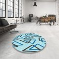 thumbnail image 4 of Ahgly Company Tapis d'Intérieur Lavable en Machine Carré Transitionnel Bleu Glacial Bleu Glace, 6 Pieds Carré, 4 of 7