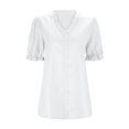 thumbnail image 4 of B91xZ Chemise d'Été pour Femmes Col en V Manches Courtes Hauts Unis Blouses, Blanc P, 4 of 5