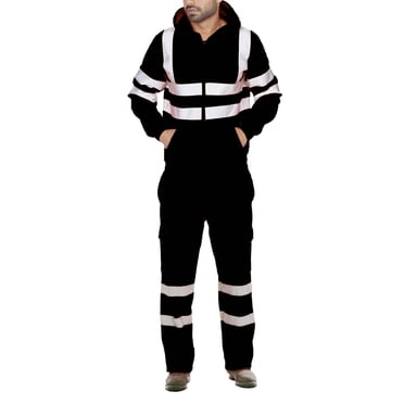 Cameland Combinaison de Travail à Capuche avec Cordon, Résistante à l'Usure, Réfléchissante, Poches Zippées, Ample, Sécurité, Combinaison pour Travailleur, Combinaison de Mécanicien, Réparateurs Automobiles, Uniforme de Travail Anti-Poussière