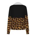 thumbnail image 5 of Liquidation à 50 % Chandail Surdimensionné pour Femmes 2023 Mode Automne Hiver Imprimé Léopard Décontracté Sport Col Rond Survêtements Manches Longues Col à Revers Chandails à Capuchon à Glissière, 5 of 5