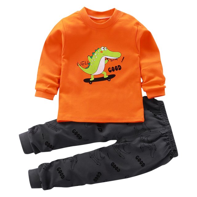 Pisexur Tenue d'Automne pour Bébé Fille Garçon, Ensemble 2 Pcs, Ensembles de Pyjamas pour Tout-Petit Bébé, Chandails à Col Rond à Manches Longues et Pantalons, Mode Décontractée, Ensemble de Vêtements de Nuit en Coton pour Garçons, 3 Mois à 6 Ans