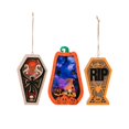 thumbnail image 3 of 3x Halloween Hanging Decoration Plaques Props Colorful Carving Craft Wooden Lamp, 3 of 9