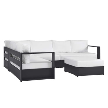 Modway Tahoe 5-Piece Sectional Sofa Set in Gray White