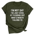 thumbnail image 2 of RXIRUCGD Hauts de Sortie pour Femmes Mode Été Ample Col Rond Imprimé Lettre Manches Courtes T-Shirt Vert, 2 of 7