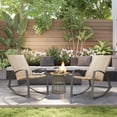 thumbnail image 2 of Outsunny 2 Pieces Wicker Outdoor Patio Rocking Chair Set, Khaki, 2 of 10