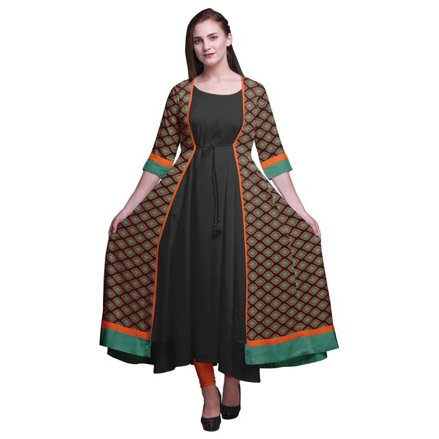 Bimba Kurtis Indiennes pour Femmes Tenue de Fête Anarkali Kurta Imprimée Évasée Kurti Ethnique