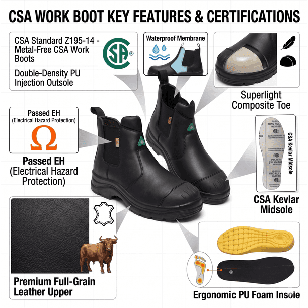 CSA Work boots Metal-Free Safety – Lightweight Composite Toe, CSA