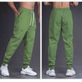 thumbnail image 2 of Lovzfmll Men's Solid Color Casual Utility Pants, Relaxed Fit, Drawstring Elastic Waist, Pockets for Everyday Green, 3XL, 2 of 5
