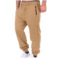 thumbnail image 1 of Ceisia Men Solid Color Loose Casual Pants Elastic Waist Drawstring Sports Gift Work Trousers, 1 of 8