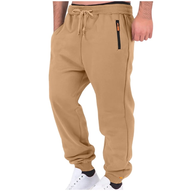 Ceisia Men Solid Color Loose Casual Pants Elastic Waist Drawstring Sports Gift Work Trousers
